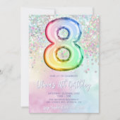 編集可能8誕生日招待状テンプレートレインボー 招待状 (正面)