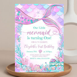 編集可能 オリジナル リトルマーメイド パープル ティール リトルマーメイド 招待状