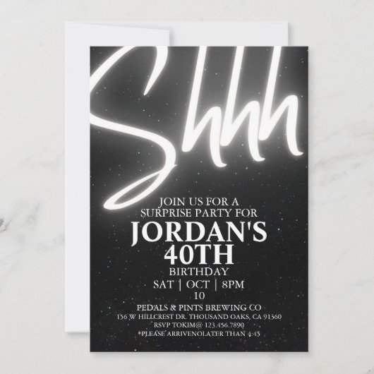 編集可能、サプライズパーティー、サプライズ誕生日invita 招待状 (正面)