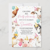 編集可能！パーティーアニマル募集中！農業少女が生まれる 招待状 (正面)