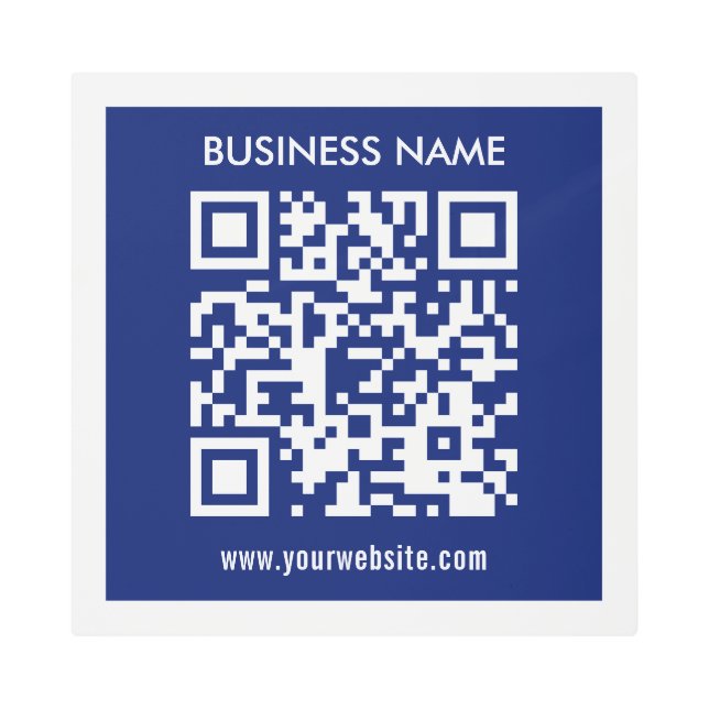 編集可能（即時生成） QRコード |ネイビーブルー メタルプリント (正面)