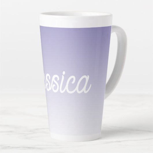 (編集可能)淡い紫の色グラデーションとテキスト カフェラテマグ (右アングル)