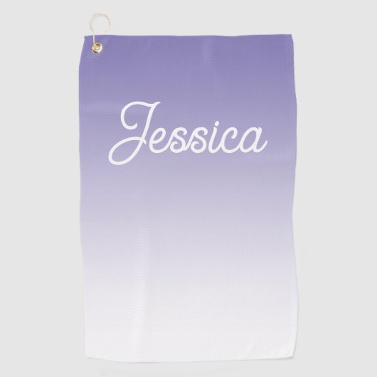 （編集可能）淡い紫の色グラデーションとテキスト ゴルフタオル (正面)
