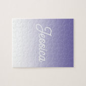 (編集可能)淡い紫の色グラデーションとテキスト ジグソーパズル (横)