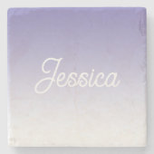 （編集可能）淡い紫の色グラデーションとテキスト ストーンコースター (正面)