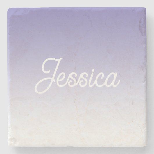 （編集可能）淡い紫の色グラデーションとテキスト ストーンコースター (正面)