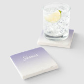 （編集可能）淡い紫の色グラデーションとテキスト ストーンコースター (横)