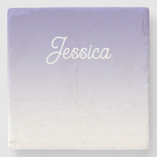 （編集可能）淡い紫の色グラデーションとテキスト ストーンコースター (正面)