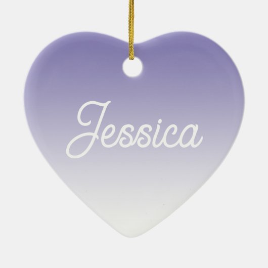 (編集可能)淡い紫の色グラデーションとテキスト セラミックオーナメント (裏面)