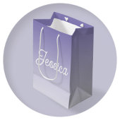 （編集可能）淡い紫の色グラデーションとテキスト ミディアムペーパーバッグ