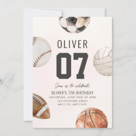 編集可能ANY AGEスポーツテーマ誕生日招待状 招待状