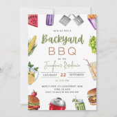 編集可能BBQ招待状、バーベキューパーティー招待状 招待状 (正面)