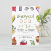 編集可能BBQ招待状、バーベキューパーティー招待状 招待状 (スタンド正面)