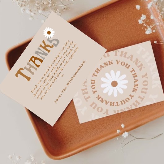 編集可能Bohoありがとう赤ちゃんシャワーカードテンプレート サンキューカード