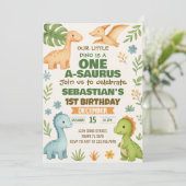 編集可能Dinoパーティー招待状 シーズンカード (スタンド正面)