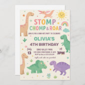 編集可能Dinoパーティー招待状 シーズンカード (正面/裏面)