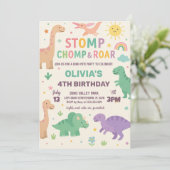 編集可能Dinoパーティー招待状 シーズンカード (スタンド正面)