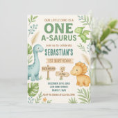 編集可能Dinoパーティー招待状 シーズンカード (スタンド正面)