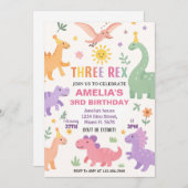 編集可能Dinoパーティー招待状 シーズンカード (正面/裏面)