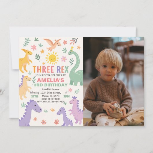 編集可能Dinoパーティー招待状 子供へ シーズンカード (正面)