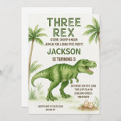 編集可能Dinoパーティー招待状(男の子または女の子) シーズンカード (正面/裏面)