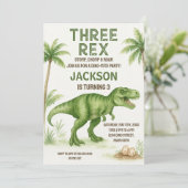 編集可能Dinoパーティー招待状(男の子または女の子) シーズンカード (スタンド正面)