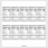 編集可能FDA準拠のカスタム栄養食品ラベル シール (シート)