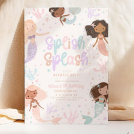 編集可能Mermaid誕生日招待状、Mermaid Bash 招待状