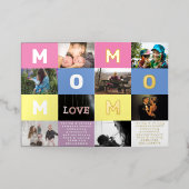 編集可能MOMカラーブロック数々の写真金ゴールド 箔シーズンカード (外側レイダウン)