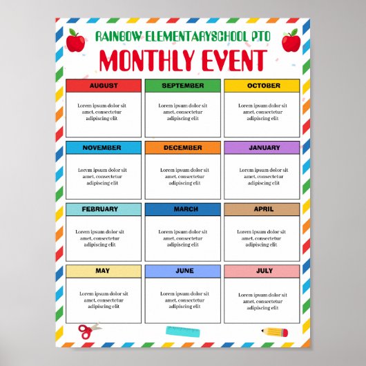編集可能PTO PTA月次イベントテンプレート ポスター (正面)