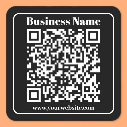 編集可能QRコードブラック&ホワイトレトロモダンスタイル スクエアシール