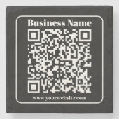 編集可能QRコードブラック&ホワイトレトロモダンスタイル ストーンコースター (正面)