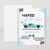 編集可能TWO FAST誕生日の招待状、レースカーbi 招待状 (正面/裏面)