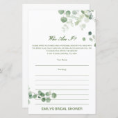 編集可能Who Am I、メモリーレーンブライダルシャワー (正面/裏面)