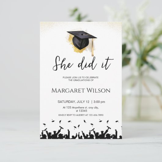 編集可It卒業式招待状 招待状 (スタンド正面)