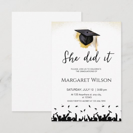 編集可It卒業式招待状 招待状 (正面/裏面)