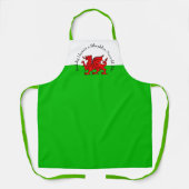 編集文字ウェールズ国旗の赤いドラゴンクリスマス エプロン (正面)