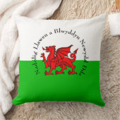 編集文字ウェールズ国旗の赤いドラゴンクリスマス クッション (ブランケット)