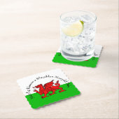 編集文字ウェールズ国旗の赤いドラゴンクリスマス ペーパーコースター (インサイチュ)