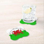 編集文字ウェールズ国旗の赤いドラゴンクリスマス ペーパーコースター (インサイチュ)