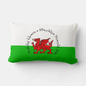 編集文字ウェールズ国旗の赤いドラゴンクリスマス ランバークッション (裏面)