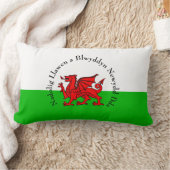編集文字ウェールズ国旗の赤いドラゴンクリスマス ランバークッション (ブランケット)