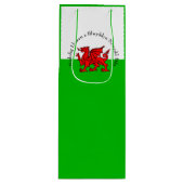 編集文字ウェールズ国旗の赤いドラゴンクリスマス ワインギフトバッグ (正面)