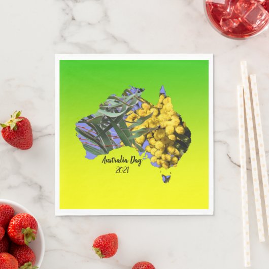 編集文字オーストラリアの日ガムリーフワトルランチョン スタンダードランチョンナプキン (インサイチュ)