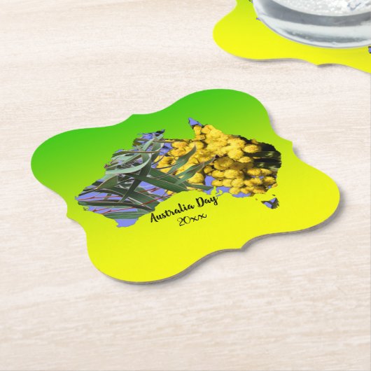 編集文字オーストラリアデイガムリーフワトル紙Coas ペーパーコースター (アングル)