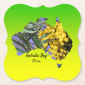 編集文字オーストラリアデイガムリーフワトル紙Coas ペーパーコースター (正面)