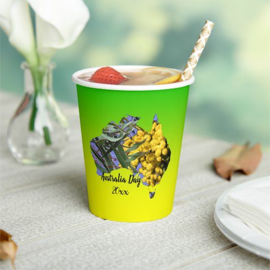 編集文字オーストラリアデイガムリーフワトル 紙コップ (インサイチュ)