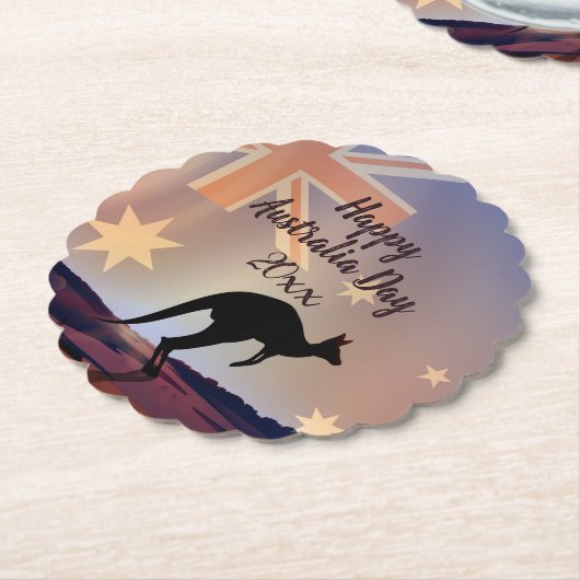 編集文字フラグKangarooオーストラリアの日 ペーパーコースター (アングル)