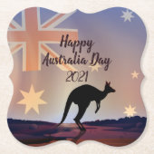 編集文字フラグKangarooオーストラリアの日 ペーパーコースター (正面)