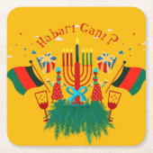 編集文字マッチングクワンザパーティー スクエアペーパーコースター (正面)